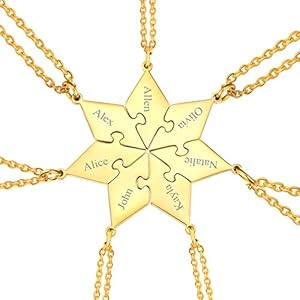 Custom4U Personalized Gold BFF Necklace for 3 Pcs Split Heart Matching Friendship Couple Necklaces 14k Gold Plated 925 Sterling Silver Pendant Custom Gifts for Best Friend Women 2.2-Rhombus-