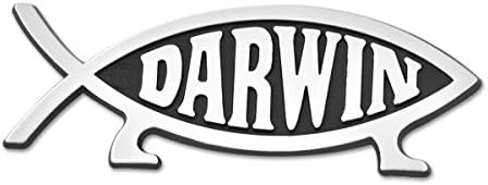 Darwin Fish Silver Chrome Emblem Magnet - 3 1/4" x 1 1/8" image 3