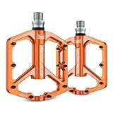 SOFRON MTB Bike Pedals, Lightweight Bicycle Pedals for BMX/MTB -Universal Lightweight Aluminum Alloy Platform Pedal, Orange
