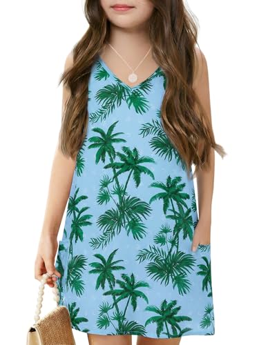 Image of Batermoon Girls Swim Cover Up V Neck Swiss Polka Dot Summer Beach Dress | Kids Cover-Ups, Sleeveless Vacation Swimwuits, Boho Cute Dresses with Pockets 4-14 Years