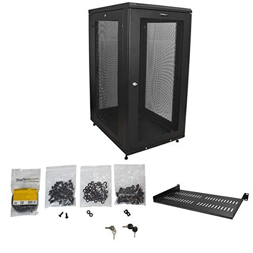 Startech.com 19" 24U Server Rack Cabinet - 4-Post Adjustable Depth 2 To 30" Network Equipment Rack Enclosure W/Casters/Cable Management/1U Shelf/Locking Doors And Side Panels (Rk2433Bkm) #TOP6