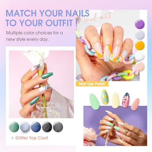 Image of ROSALIND 80 PCS Gel Polish Set with 5PCS Top Coat and Base Coat,75 Multi-Colred u v Gel Nail Polish Kit Soak Off Nail Set for Women