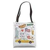 I Love New York NY Icons Tourist Inspired Souvenir Gift Tote Bag