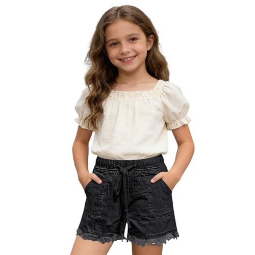 Chica pantalón de mezclilla ancho que soluciona la rigidez del vaquero infantil
