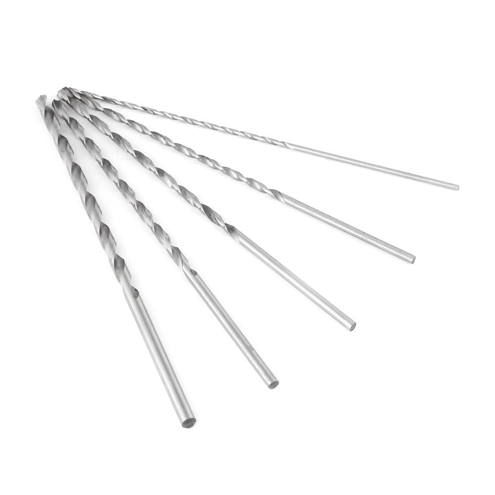 5PCS Extra Long Drill Bits, High Speed Steel Straight Shank Drill Bit Tool Diameter 2-5mm Length 6in Wood Drilling Bit for Wood Plastic and Aluminum