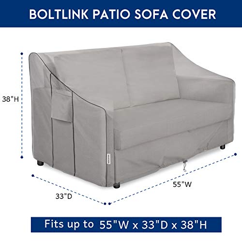 BOLTLINK Outdoor Patio Furniture Covers Waterproof ,Durable Loveseat Sofa Cover Fits up to 55W x 33D x 38H inches
