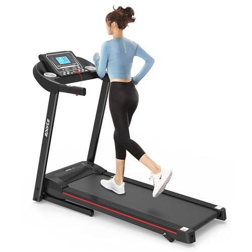 Image of Fitshow App Home Foldable Treadmill with Incline, Folding Treadmill for Home Workout, Electric Walking Running Treadmill Machine 5 inch LCD Screen 250 LB Capacity Music