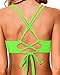 Holipick Neon Green Twist Front Bikini Tops for Women - Push Up Bathing Suit Top Padded Swimsuit Top L