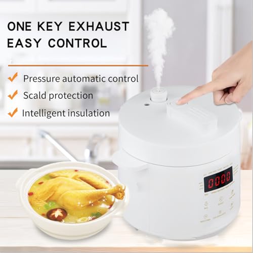 3 Liter Mini Elektro Schnellkochtopf Slow Cooker, Multikocher mit Reis Joghurt und Bratfunktion, Digitales Küchengerät für die Hausmannskost, Inklusive Dampfgarer und Warmhaltefunk