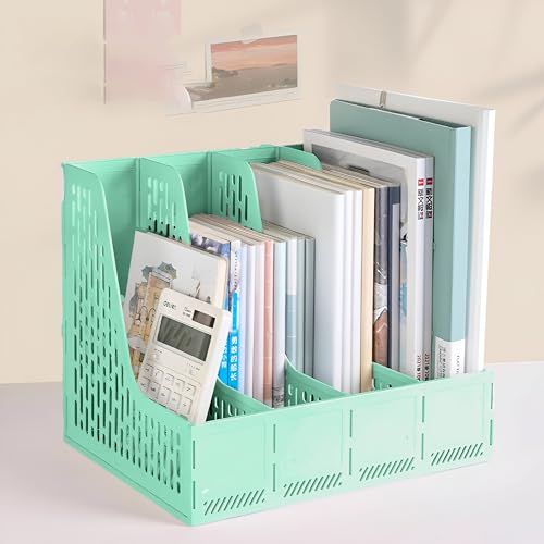 Image of DaKos 4 Compartments File Rack Paper Holder, Desktop Organizers, Letter Organizer, Magazine Book Holder Organizer, Plastic File Rack (MFP1233)