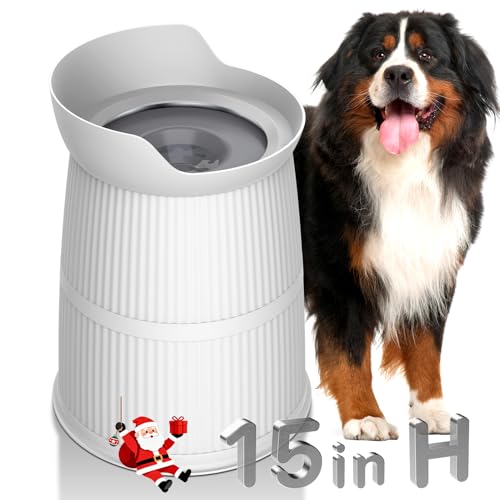 Elevated Dog Bowls for Large Dogs-[15.4-inch high],4.4L No Spill Dog Water Bowl, Adjustable Raised Bowls,Stainless Steel Water Bowl/Non-Slip/Water Dispenser