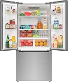 Folbrine 30-Inch Counter Depth French Door Refrigerator, 18.5 Cu. Ft. 3-Door Stainless Steel Fridge with Deep Freezer Drawers, Humidity-Control Crispers, Digital Temperature Control (KM-RERFDSS-18C)