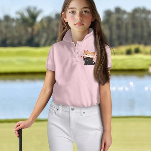 Kids Golf Shirt Tennis Top Quick Dry Girls Tops for Holiday Sports 5-16 Years4