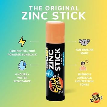 Sun Zapper Light Skin Tone Original Zinc Stick SPF 50 + Zinc Oxide Mineral Sunblock Stick for Face (Pack of 2)