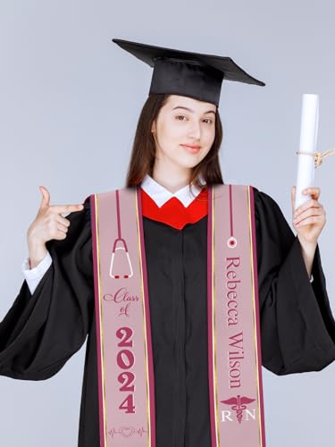 Nurse Graduation Stole Personalized Nursing RN Sash Graduation Gift Class Of 2024 Custom Unisex 70.89 x 5.9 Inch4