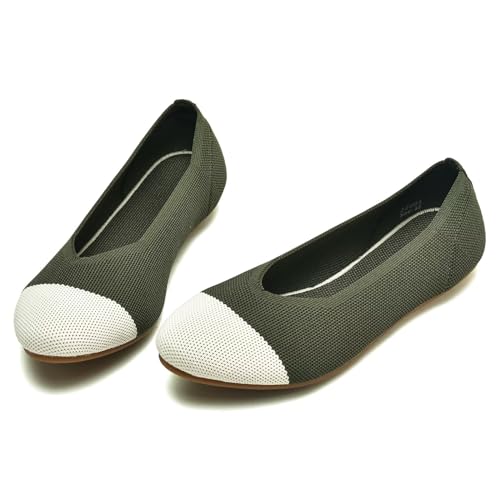 Chaussures plates femme tricot ballerines bout rond marche confortable