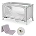 hauck Baby Reisebett Set Dream n Play Plus mit Matratze und Moskitonetz - faltbares Kinder Babyreisebett mit Tasche und großem Eingang - Dusty Mint