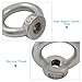 Auvotuis 6 Pcs M10 Metric Ring Shape Lifting Eye Nut, 304 Stainless Steel Threaded Nut Fastener for Heavy Duty Use, M10 (3/8
