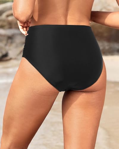 Holipick Bathing Suit Bottoms for Women - High Waisted Bikini Bottoms Ruched Tummy Control Swimsuit Bottom2