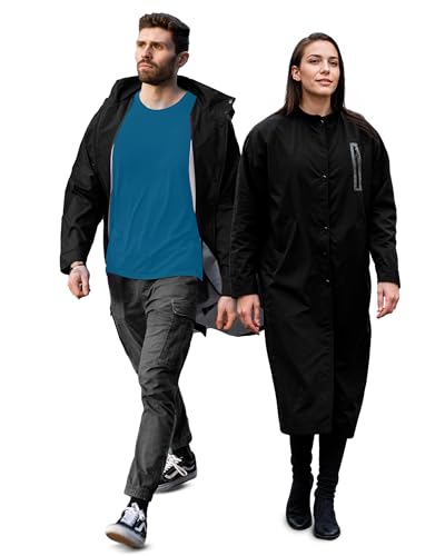 (Medium) Rain Coats For Women and Men - 100% Waterproof Lightweight Long Packable Raincoat With Hood - Travel Rain Poncho