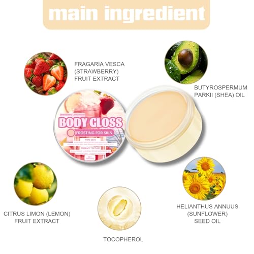 Strawberry Body Cream, Body Creams For Women&Men, Large-capacity Strawberry Lotion, Firming Body Cream, Moisturiser For Dry Skin, Skin Barrier Repair, Moisturiser, With Strawberry & Lemon 226g - Image 8