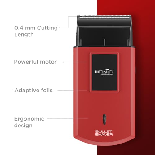 Image of Ikonic Professional Electric Shaver, Ultra Thin, Cordless, Rechargeable Men's Travel Razor for Face Care, Beard for Salon Professionals, Barbers and Salon-Like Shave at Home - RED