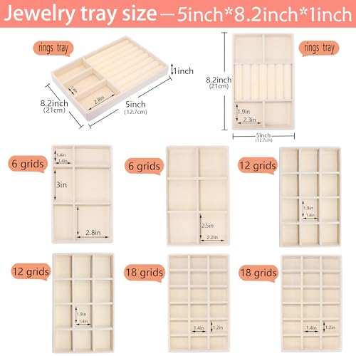 MINIBIGBOX 8Pack Jewelry Drawer Organizer Tray Velvet Jewellry Tray Stackable Jewel Storage Case for Earring Necklace Rings Bracelet Watch by MINIBIGBOX - Used condition - Image 5