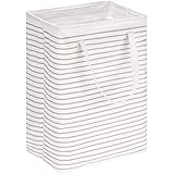 Hinwo 20 Gal / 77L Freestanding Large Laundry Hamper, Collapsible Laundry Storage Basket with Easy Carry Extended Handles for Clothes Toys, 16 x 12 x 24 Inches, Grey Stripe