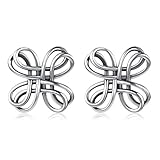 Celtic Knot Studs 925 Sterling Silver Oxidation Celtic Knot Cross Bow Stud Earrings for Women,Girls