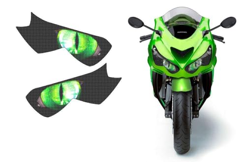 AMR Racing Sport Bike Headlight Eye Graphics Decal Cover Compatible with Kawasaki Ninja ZX 14R 2012-2014 - Eclipse Green