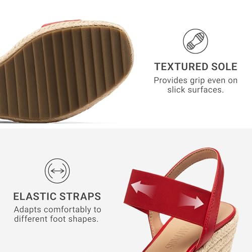 Image of DREAM PAIRS Womens Open Toe Espadrilles Dressy Platform Sandals Slip on Elastic Ankle Strap Wedges Sandals