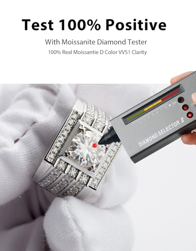 2.8CCTW Mens Moissanite Wedding Bands, D Color 18K White Gold Plated Sterling Silver,Round cut 3 rows Anniversary Band Ring for Men‘s Gift4