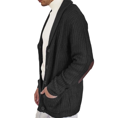 Mens Ribbed Winter Cardigan Sweaters Long Sleeve Casual V Neck Outerwear Button Down Knitted Sweater with Pockets2