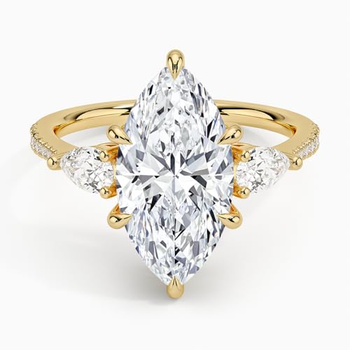 1 Ct-5 Ct Moissanite Engagement Ring Colorless VVS1 10K 14K 18K Solid Gold & 925 Sterling Silver Petite Adorned 3 Stone Anniversary Wedding Bridal Ring Gift for Women2