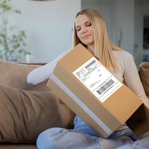Image of 4 inch x 6 inch Direct Thermal Labels Roll, 450 Labels /Roll, White Perforated Shipping Labels Compatible with Zebra, Elton Printers(1 Roll)