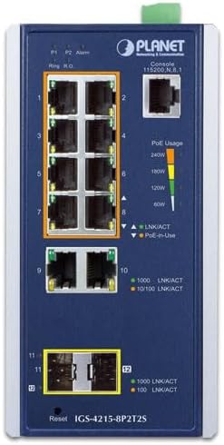 Front panel of Planet IGS-4215-8P2T2S switch