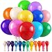 RUBFAC 120 Assorted Color Balloons 12 Inches 12 Kinds of Rainbow Party Latex Balloons, Latex Balloons for Party Decoration, Birthday Party Supplies or Arch Decoration