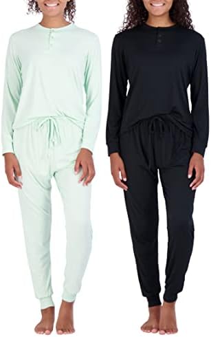4 Piece:Womens Long Sleeve Henley Button Sweatshirt Joggers Sweat Pants Set Athletic Workout Lounge Casual Outfit Sweatsuit Active Ladies Track Pajama Yoga Jogging Comfy Tie Dye Gym Top- Set 1, S