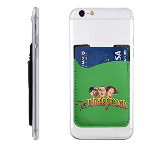 Three Stoo-Ges Cell Phone Card Holder Stick-On Id Credit Card Wallet Phones Case Pouch Sleeve Pocket for Many Smartphones