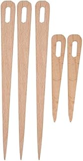 Big Eye Knitting Needles, 5Pcs Wooden Weaving Crochet Needle Hand Loom Stick Wooden Knitting Fork Eye Needle Tapestry Weaving Loom Tool