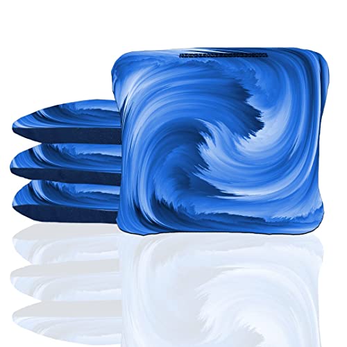 Brushed Blue Stick & Slide Cornhole Bags - Set of (4) Dual Sided Fast & Slow Corn Hole Bags