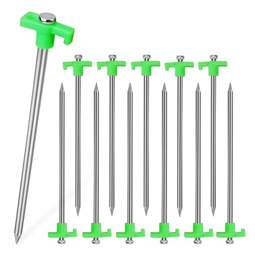 PR1ME Tent Stakes 12 Pack, Galvanized Non-Rust Family Pop Up Household Tent Pegs, Heavy Duty Yard Stakes, for backyards, Canopy, and Outdoor Decorations