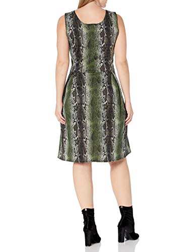 Star Vixen Women's Size Plus-sz Classic Str Ponte KNT Slvlss Box-PLT Fitnflare Dress2