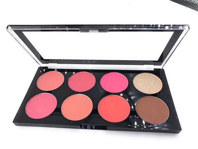 Image of Blush Palette, Highly Pigmented & Long Lasting, Matte Mineral Blush Powder Bright Shimmer Pro HD Face Blush,Contour and Highlighter (Multicolor, 002)