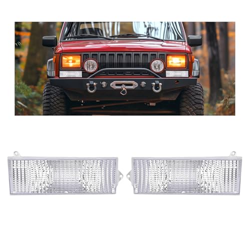 HECASA Pair Turn Signal Light Compatible with 1984-1996 Jeep Cherokee Replacement for CH2531101 CH2530101 Signal Lamp LH&RH Clear Lens