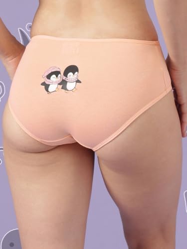Image of Clovia Chuddy Buddies Cotton Printed Back Hipster Panties for Women Combo -Pack of 3- Multicolor