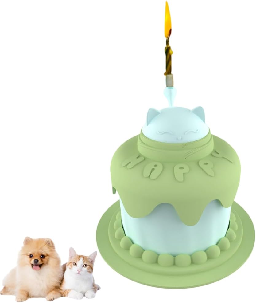 Cat Feeding Dish with Lid, Pet Cake-Shaped Slow Feeding Bowl for Hamsters Rabbits Cats Small Medium Dogs