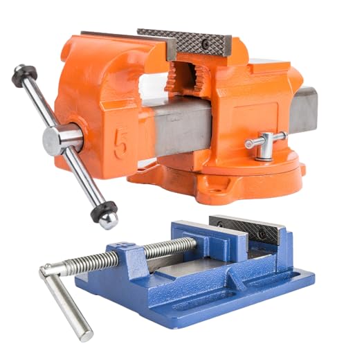 Image of Forward 5-Inch Bench Vise Ductile Iron with Channel Steel and 360-Degree Swivel Base HY-30505-5In (5") & Forward Drill Press Vise 4", Q194A