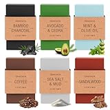 Seife Set Duschseife Männer, 6x100g Naturseife Festes Duschgel Seife Geschenkset für Gesicht Körper & Hände, Handgemachte...