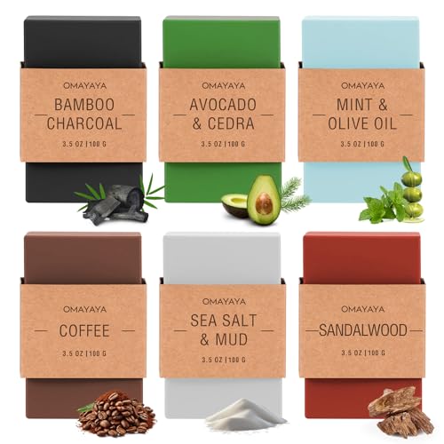 Set de jabón de ducha para hombre, 6 jabones de ducha sólidos...